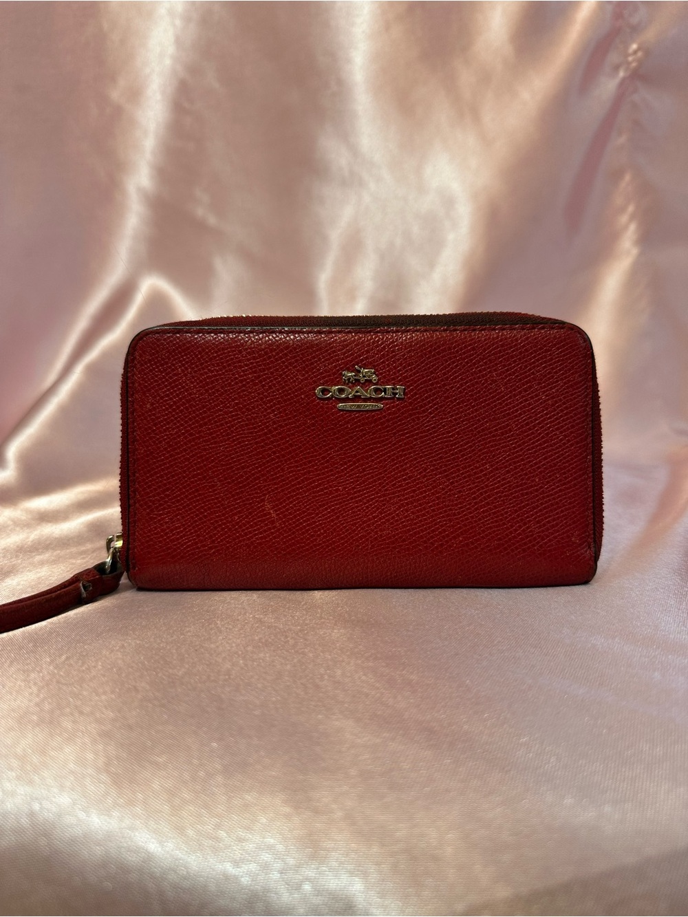 Coach Red Zip-Around Wristlet